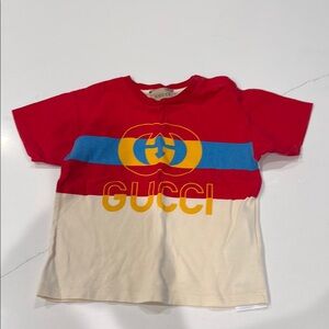 Gucci Kids Red and Cream Logo T-Shirt 9/12M
